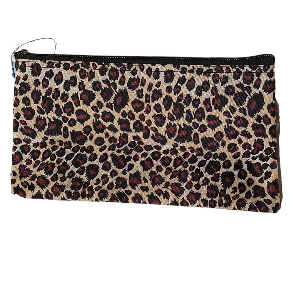 Cheetah Leopard Print Zipper Bag Clutch Cosmetic Make Up Bag Animal Print Pencil
